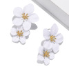 Fashionable double-layer earrings, multicoloured trend spray paint, European style, flowered