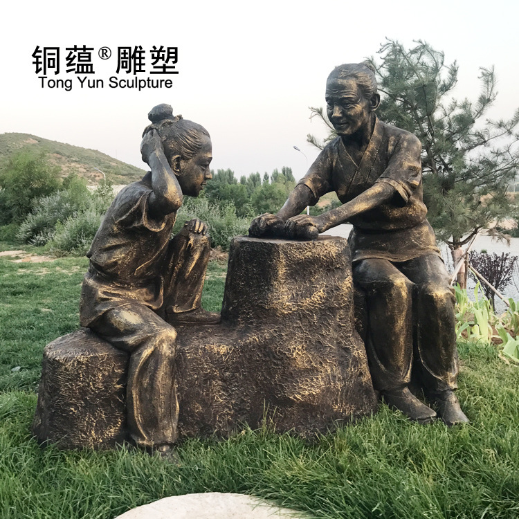 玻璃钢寓言故事雕塑景观典故人物雕塑学校雕塑仿铜寓言人物雕塑