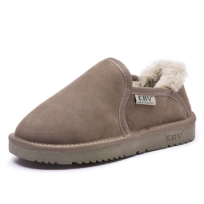 EBV レザースノーブーツ レディース ショートブーツ パンシューズ スノーコットンシューズ 2025年新作 スリッポン 厚底