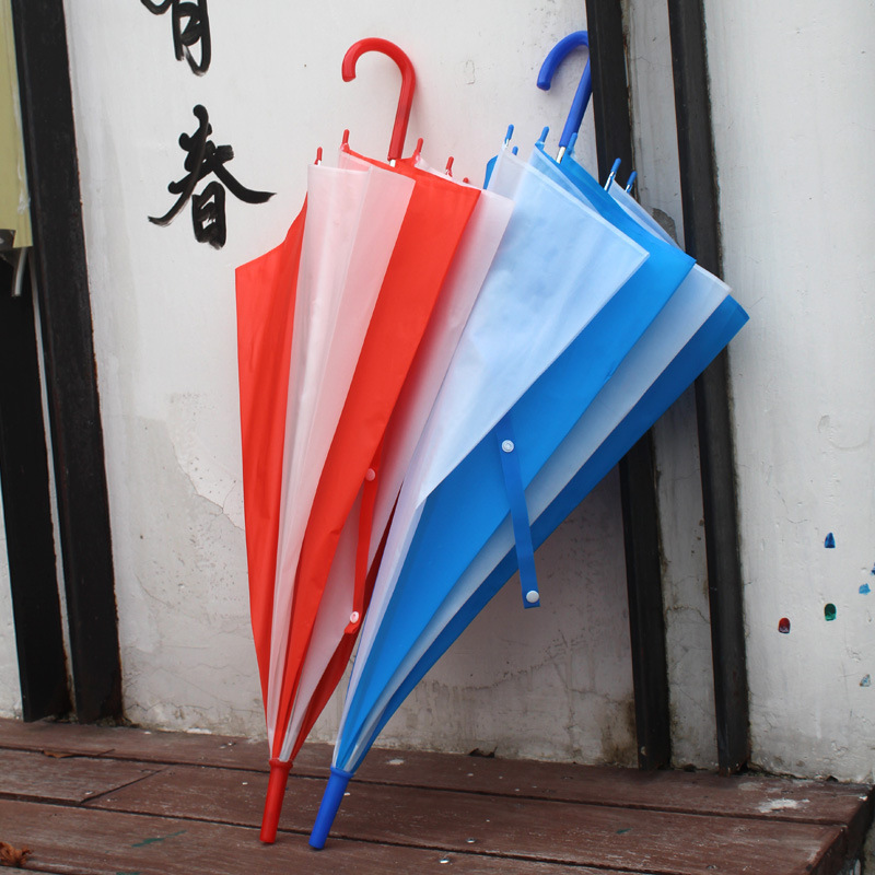 Pve Umbrella Plain Blue White Red White Frosted DIY Painting Umbrella Long Handle Dance Umbrella Printing Advertising Umbrella Printing Logo