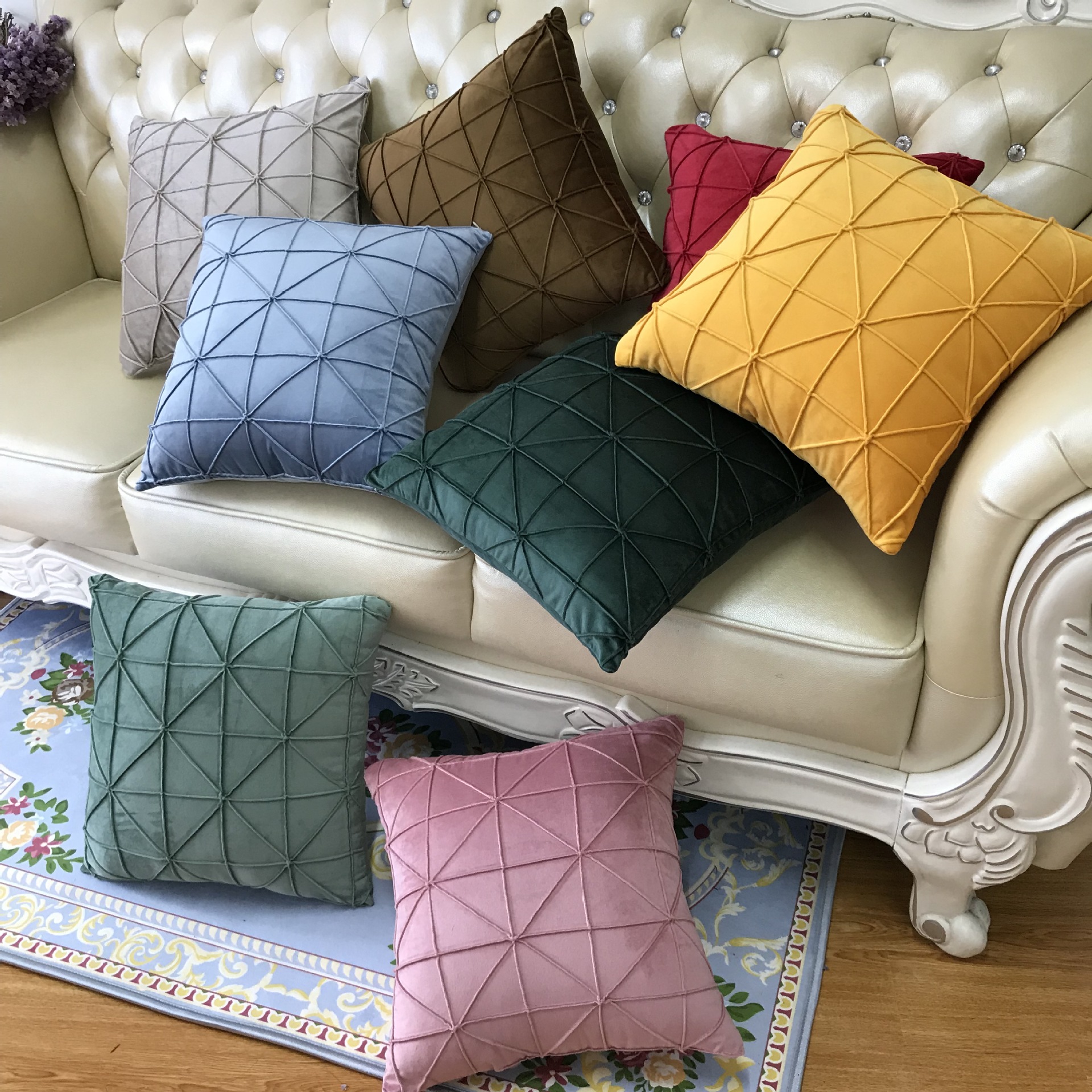 Dutch velvet solid color beige pillow plain color simple modern sofa cushion car pillow factory outlet