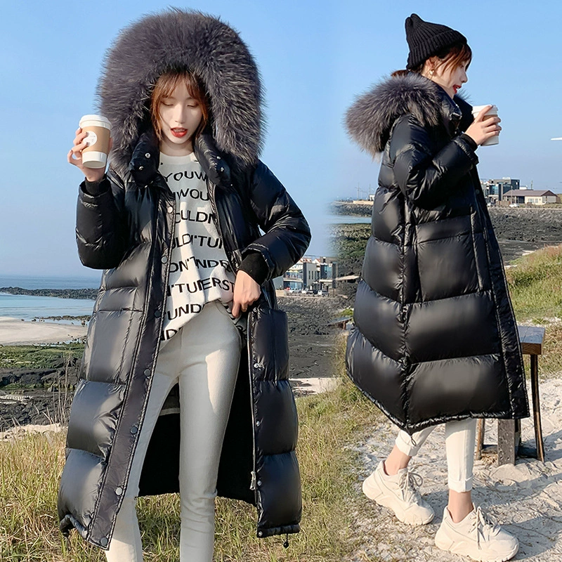 2024 модная женская одежда большого размера 200 кг плюс жир, увеличенный настоящий луже с шерстяным воротником, пуховик с большим стеганым одеялом 069
