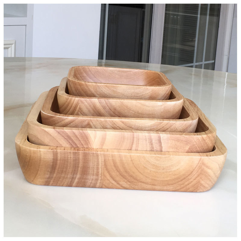 Suministro directo de fábrica de cuencos de madera cuadrados de madera maciza