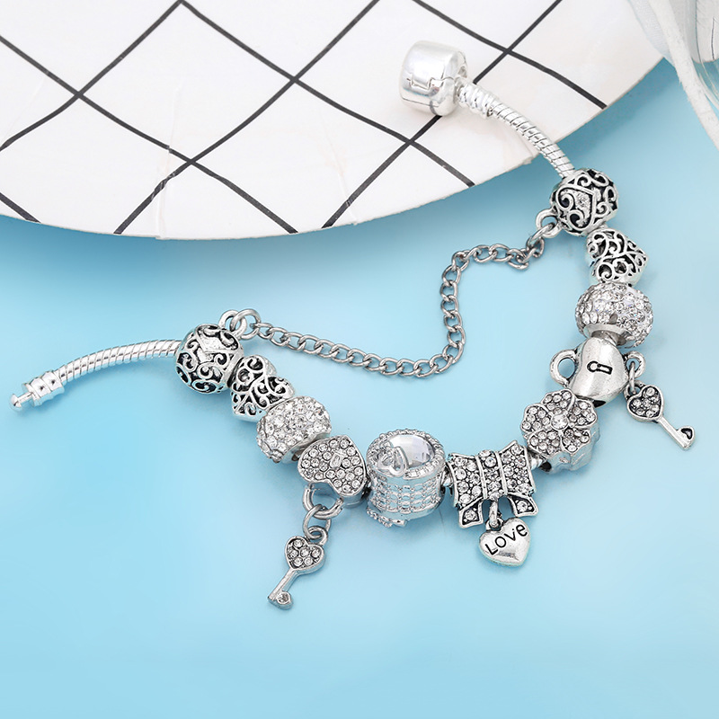 Heart Lock Key Letter Pendant Women's Bracelet