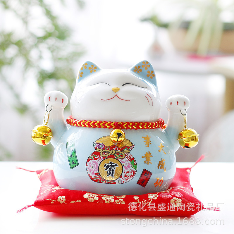 Artesanías de cerámica gato hogar regalo creativo decoración alcancía tienda cajero escritorio al por mayor