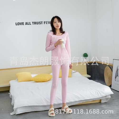Seamless German velvet thermal underwear plus velvet thickening women's thermal suit plus fat and heating large size autumn clothes and autumn trousers