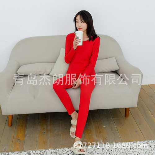 Seamless German velvet thermal underwear plus velvet thickening women's thermal suit plus fat and heating large size autumn clothes and autumn trousers