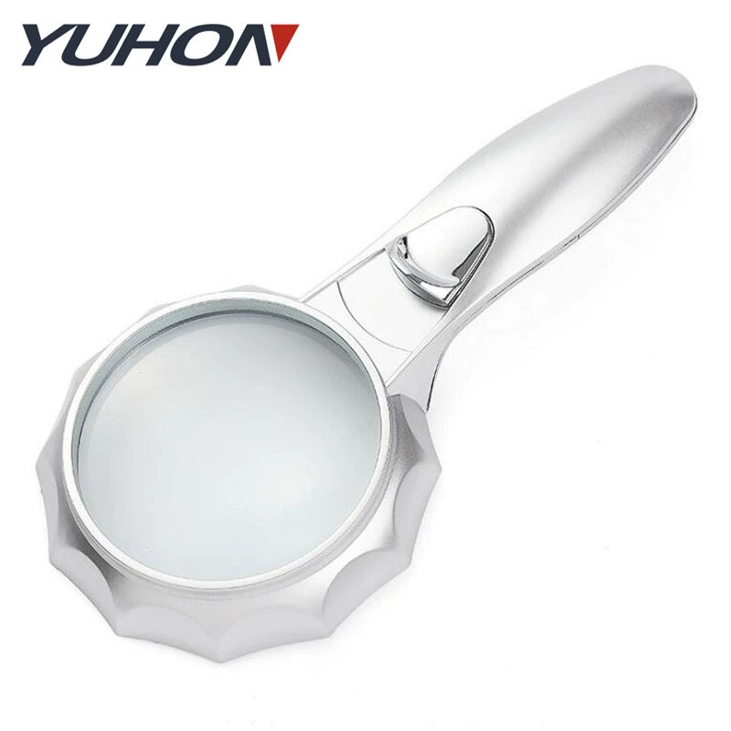 75 мм шесть светодиодных фонарей в форме зонтика кружевной портативный пожилой HD стеклянный объектив для чтения 4-кратное увеличительное стекло