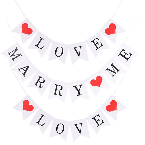 Cross-border hot-selling alphabet fishtail banner, wedding confession, love proposal letter banner, trunk decoration banner