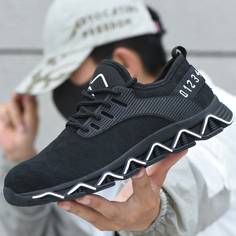Zapatos de protección laboral transfronterizos para hombres, zapatos de protección laboral con punta de acero para todas las estaciones, ligeros, antiaplastamiento, antipinchazos, zapatos de seguridad para sitios de trabajo eléctricos