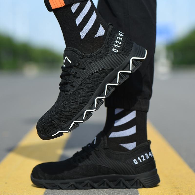 Zapatos de protección laboral transfronterizos para hombres, zapatos de protección laboral con punta de acero para todas las estaciones, ligeros, antiaplastamiento, antipinchazos, zapatos de seguridad para sitios de trabajo eléctricos