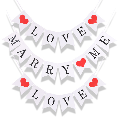 Romantic confession and proposal arrangement, fishtail flags, wedding party, birthday, wedding room decoration, love trunk bunting