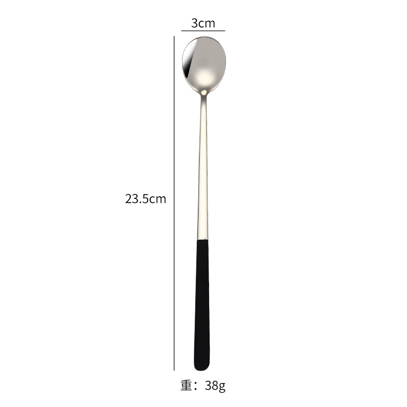 Rustfri stål kaffeske med langt skaft sort guld cocktailrører_voghion.com