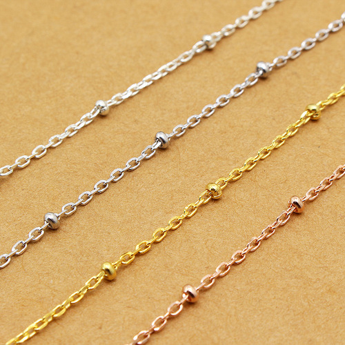 S925 sterling silver cross spaced beads loose chain DIY handmade jewelry bracelet material semi-finished chain pearl chain