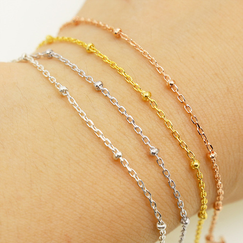 S925 sterling silver cross spaced beads loose chain DIY handmade jewelry bracelet material semi-finished chain pearl chain