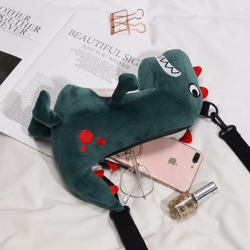 Cartoon ins student crossbody bag for women dinosaur doll shoulder doll bag personality cute ugly plush bag