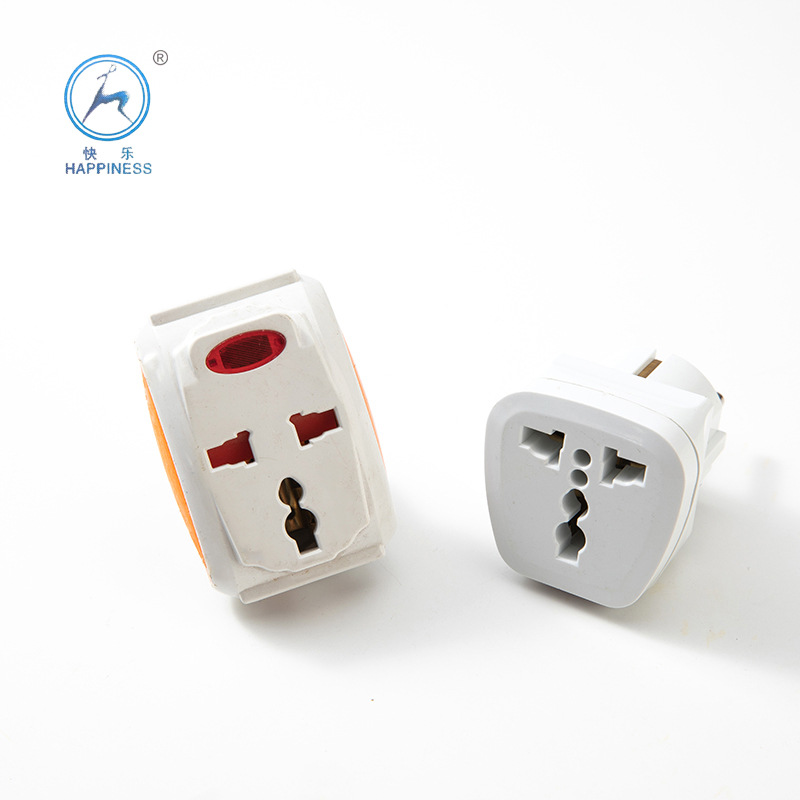 欧式插头多功能二转三7369转换插座旅游适配器 507带灯转换插头