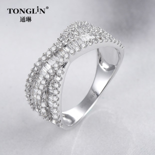 Amazon's Best-Selling 1 Carat Trapezoidal Au750 Ring Unisex Wide Version Style European and American Personalized Fashion Jewelry