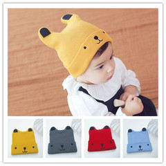 Autumn and winter warm hat, children's cartoon ear flip-up knitted hat, baby pullover hat, baby woolen hat wholesale