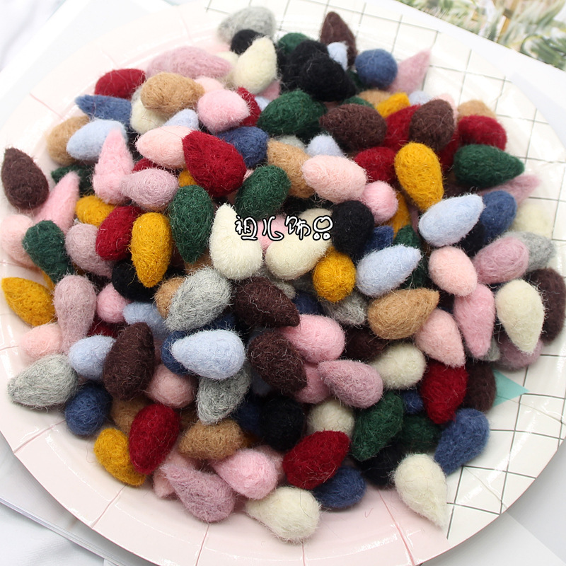 Wool felt pokes finished solid water drop korean style earrings material DIY children's brooch hat clothing accessories Wool felt pokes finished solid water drop korean style earrings material DIY children's brooch hat clothing accessories