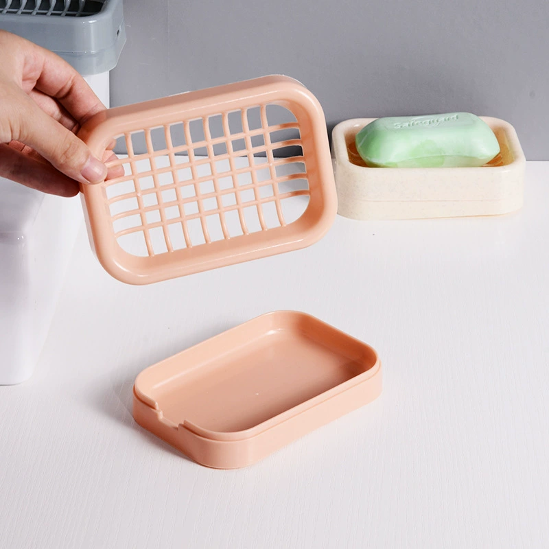 Drying rack, double-layer fashionable plastic handheld soap holder for traveling
