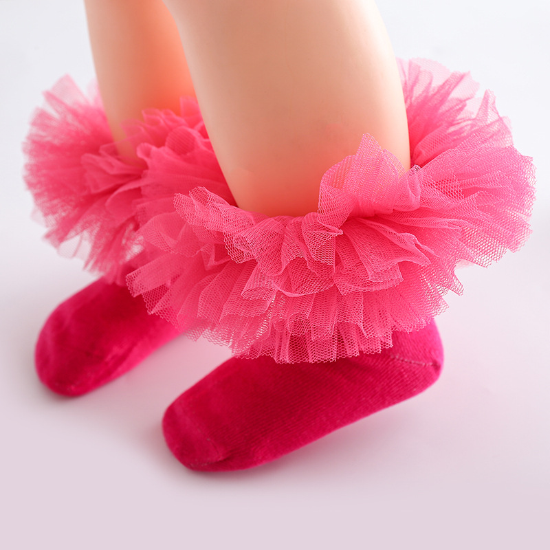 Calcetines de encaje para niñas, para primavera y otoño, calcetines de baile con ribete de encaje, calcetines infantiles transfronterizos, calcetines de media caña para niñas, calcetines rojos para niñas.