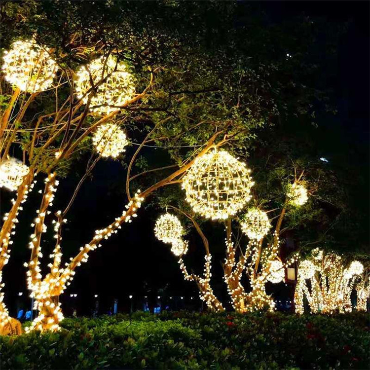 Lámpara decorativa LED lámpara de bola impermeable al aire libre paisaje lámpara de árbol colgante Navidad vacaciones iluminación proyecto ratán bola lámpara cadena