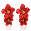 Fashionable multicoloured cute earrings, European style, flowered, simple and elegant design