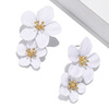 Fashionable multicoloured cute earrings, European style, flowered, simple and elegant design