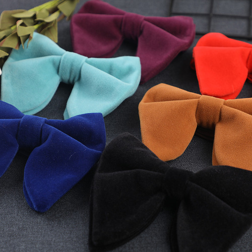 Bow tie, bow tie for women, plush velvet, gold velvet, large pointed bow tie, wholesale manufacturer direct supply