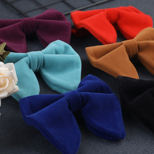 Bow tie, bow tie for women, plush velvet, gold velvet, large pointed bow tie, wholesale manufacturer direct supply