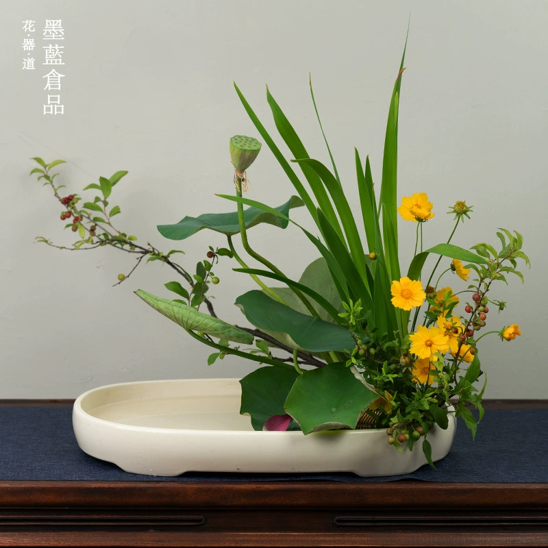 Большой Овальный маленький цветочный горшок маленький оригинальный поток пейзажная живопись Цветочная композиция в японском стиле цветок дорога цветочное шоу набор