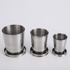 Factory supplies stainless steel folding telescopic cups, pull-out portable outdoor camping beer cups, camping water cups