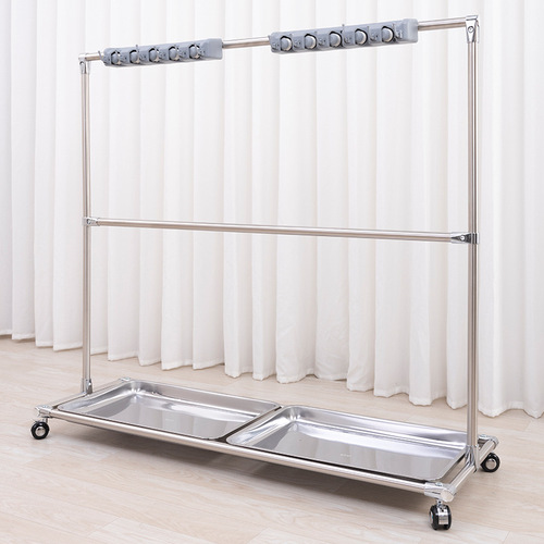Mop rack stainless steel mobile broom cleaning tool storage rack mop rack enterprise unit wholesale