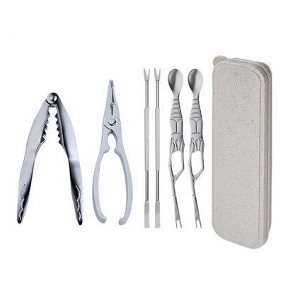 Eating Crab Tools Household Crab Set Stainless Steel Crab Pincers Crab Needle Crab Opener Crab Scissors Crab Set for Hairy Crabs