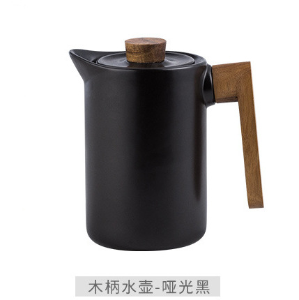 Ventas directas de la fábrica mango de madera nórdica hogar creativo gran capacidad de artículos de agua cerámica botella de agua fría taza de agua traje