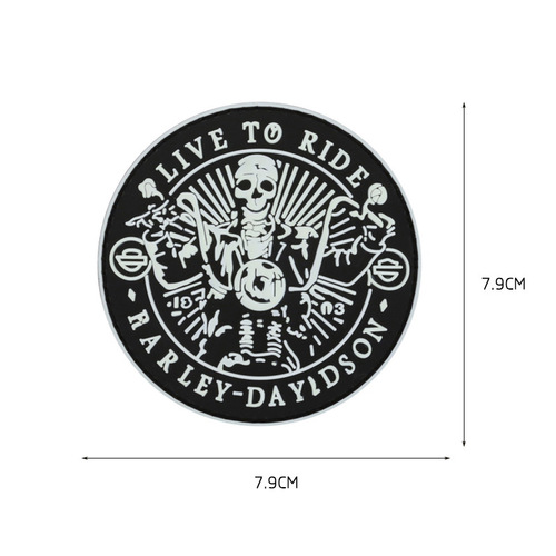Motorcycle personalized Velcro patch Harley skull logo PVC armband luminous