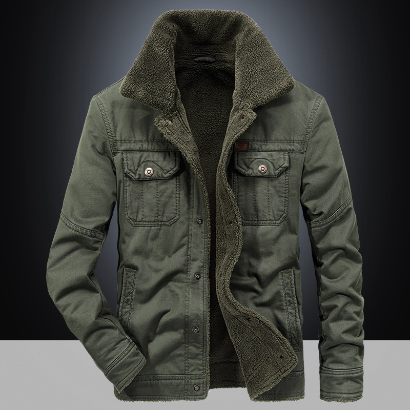 New Winter Velvet Thickeneded Cotton JAcket Men's Loose LArge Size CAsuAl LApel Thickeneded Cotton JAcket19A