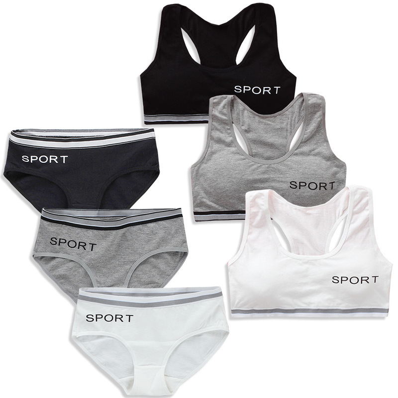 Girls Bra Set Cotton Sports Girls Intimates Vest Students Junior High School Students Primary School Students 9-16 Years Old 10