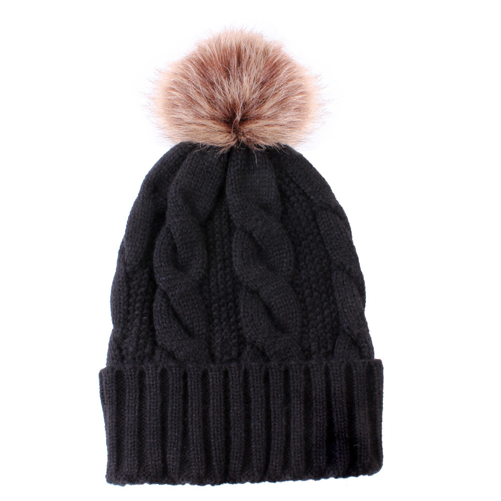 Nuevos fabricantes de invierno, gorro de punto con bolas de pelo engrosadas y forro polar cálido, gorro de punto cálido de Europa y Estados Unidos para otoño e invierno_voghion.com