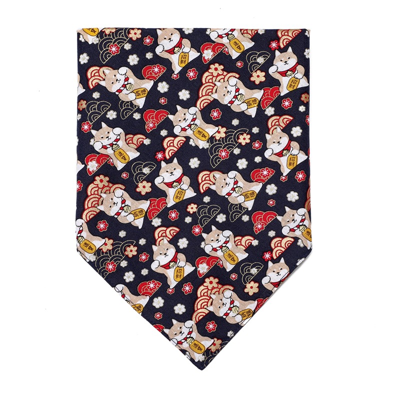 Fabricante en stock transfronterizo nuevo estilo japonés algodón mascota perro saliva toalla sarga perro triángulo toalla mascota triángulo toalla