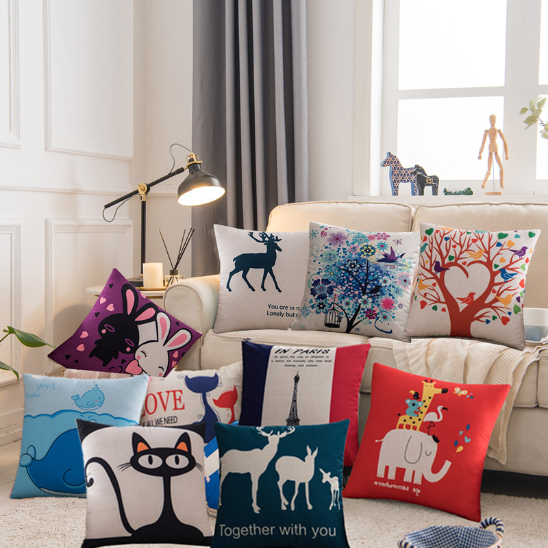 Pillow Cartoon Sofa Car Lumbar Cushion with Core Brushed Printing Simple Modern Cushion Cute Kidsren's Lumbar Support