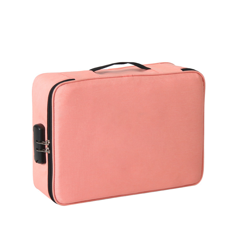Bolsa de almacenamiento de certificado plegable tela impermeable a prueba de humedad con cerradura documentos de viaje bolsa de múltiples capas de gran capacidad al por mayor