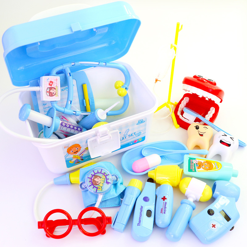 Juego de juguetes de médico para niños con herramientas médicas, estetoscopio, caja de almacenamiento para juegos de simulación para niñas y niños, juego de inyecciones