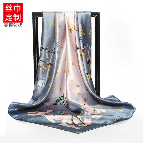 Customized satin chiffon satin imitation silk scarf cultural and…