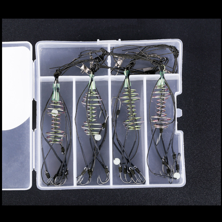 Gancho de explosión de carpa plateada en caja al por mayor tubo de gancho de explosión de manguera anti-bobinado Fu isini equipo de pesca de anzuelo fluorescente