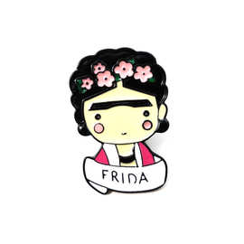 随变墨西哥知名女画家Frida Kahlo 浪漫海滩花环滴油胸针背包配饰