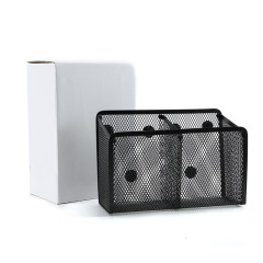 Amazon's best-selling metal iron mesh office home cultural and creative supplies storage stationery magnetic two-grid square pen holder creative