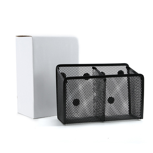 Amazon's best-selling metal iron mesh office home cultural and creative supplies storage stationery magnetic two-grid square pen holder creative