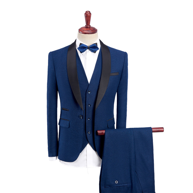 New Shawl Collar Korean Slim-fit Groom Wedding Dress Host MC Suit Men's Foreign Trade Suit